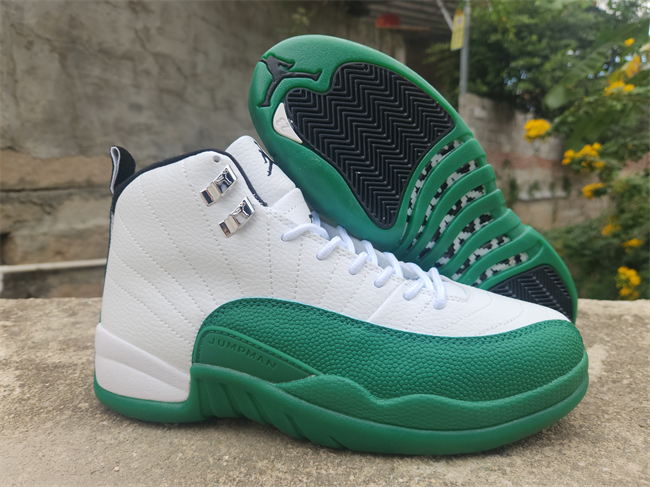 Women's Running weapon Air Jordan 12 White/Green Shoes 009