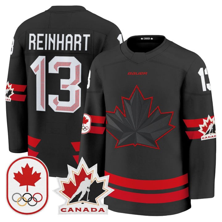 Men's BAUER x 2026 Olympic Canada #13 Sam Reinhart Black Premium Stitched Hockey Jersey
