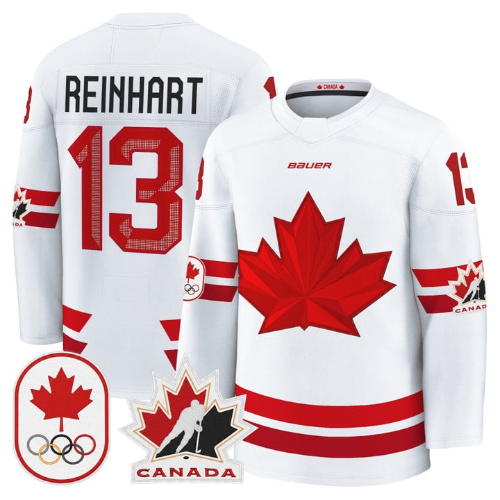 Men's BAUER x 2026 Olympic Canada #13 Sam Reinhart White Premium Stitched Hockey Jersey