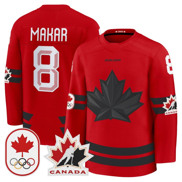 Men's BAUER x 2026 Olympic Canada #8 Cale Makar Red Premium Stitched Hockey Jersey