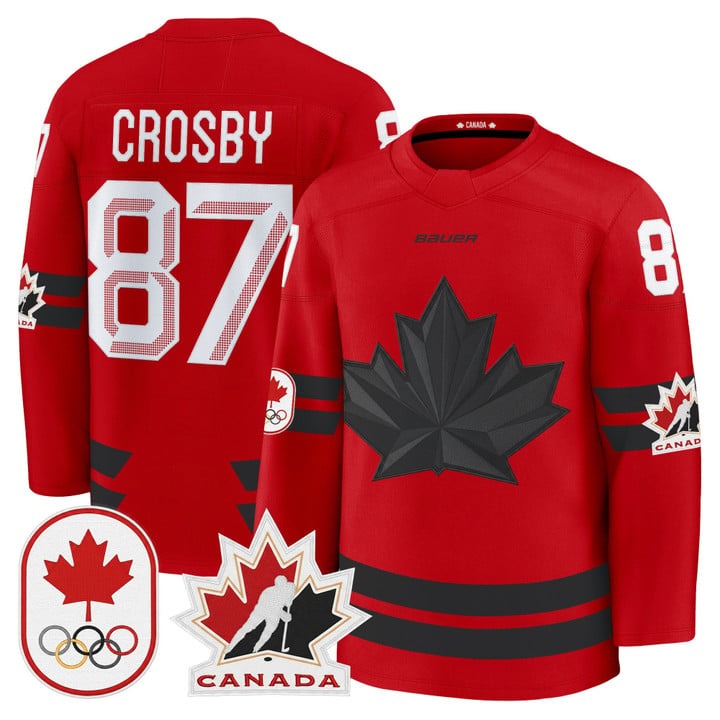 Men's BAUER x 2026 Olympic Canada #87 Sidney Crosby Red Premium Stitched Hockey Jersey
