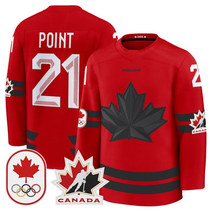 Men's BAUER x 2026 Olympic Canada #21 Brayden Point Red Premium Stitched Hockey Jersey