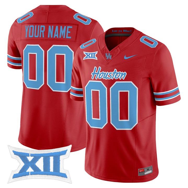 Men's Houston Cougars Custom  2025 Oilers Inspired F.U.S.E. Vapor Limited Stitched Football Jersey Red