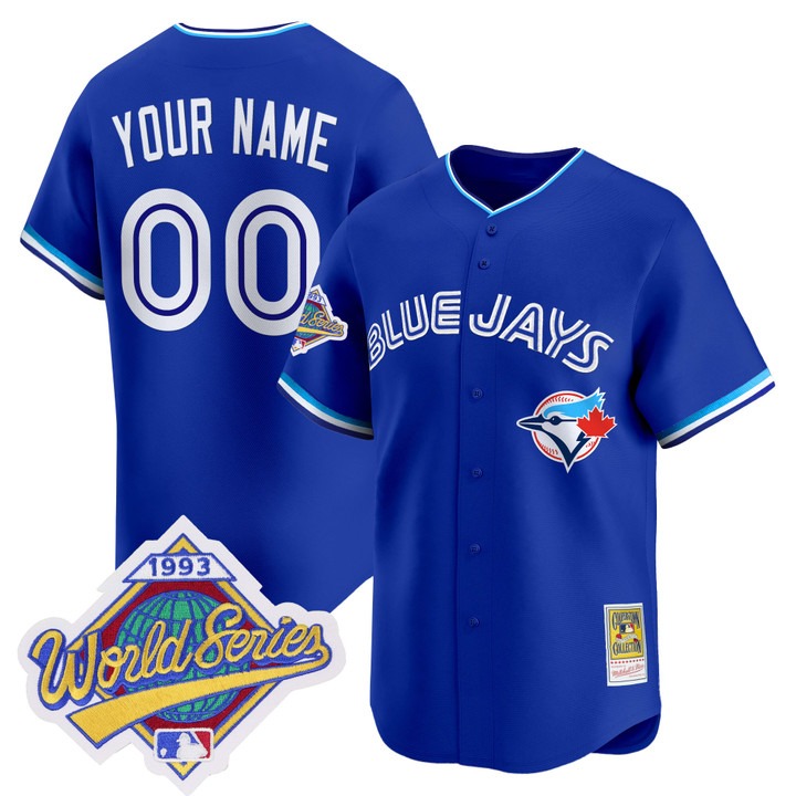 Men's Toronto Blue Jays Custom 1993 World Series Throwback Edition Stitched Jersey Royal