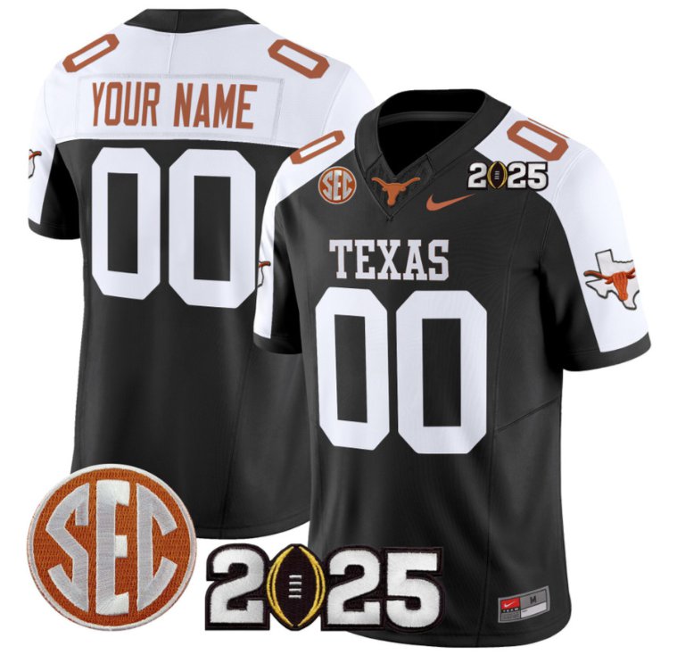 Men's Texas Longhorns ACTIVE PLAYER Custom 2025 CFP Final Patch Stitched Black Alternate Jersey