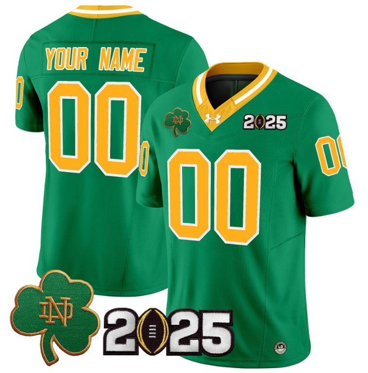 Men's Notre Dame ACTIVE PLAYER Custom 2025 CFP Final Patch Stitched Throwback Jersey