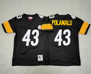 Youth Pittsburgh Steelers #43 Troy Polamalu 2005 Throwback Stitched Jersey Black