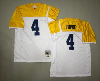 Men's Green Bay Packers #4 Brett Favre 1994 Throwback Stitched Jersey White Gold