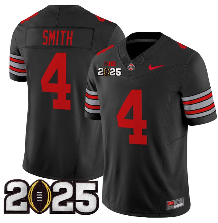 Men's Ohio State Buckeyes #4 Jeremiah Smith F.U.S.E. 'Heritage Stripe' 2025 CFP Final Black Vapor Limited Stitched Jersey