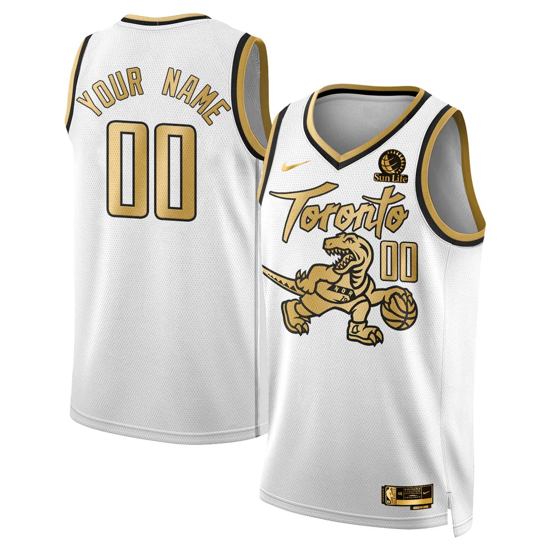 Men's Toronto Raptors Custom 2025-26 City Edition Stitched Jersey White Gold