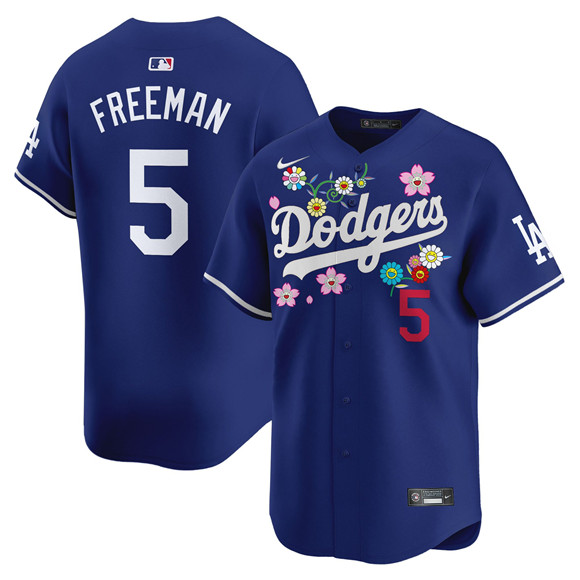 Men's Los Angeles Dodgers #5 Freddie Freeman Royal Takashi Murakami 2025 Vapor Limited Stitched Baseball Jersey