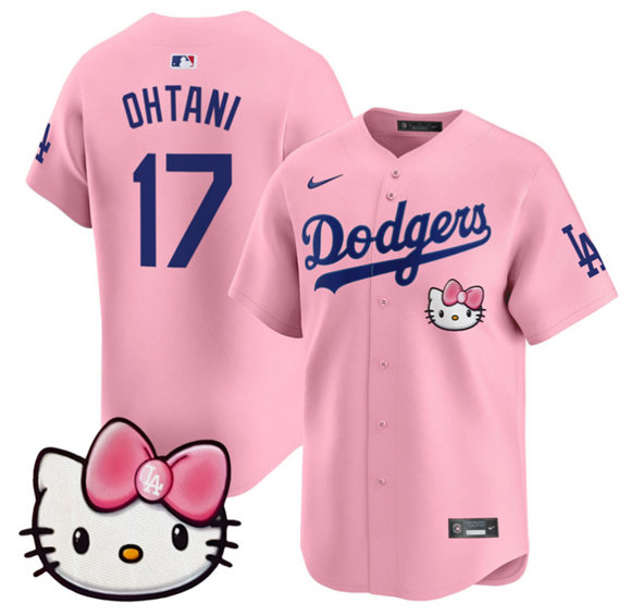 Men's Los Angeles Dodgers #17 Shohei Ohtani Pink 2025 Hello Kitty Vapor Limited Stitched Baseball Jersey