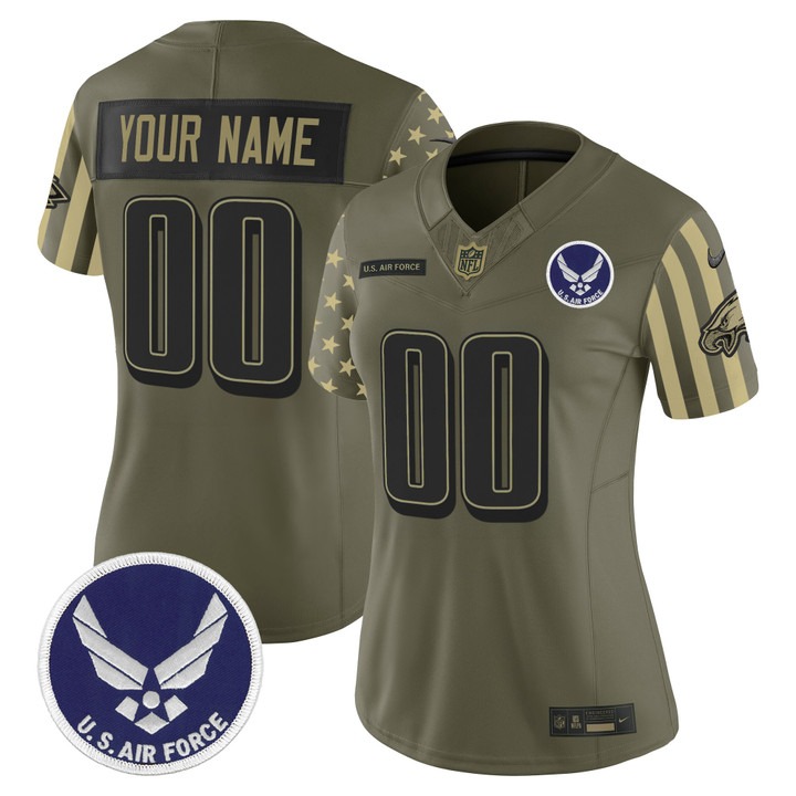 Women's Philadelphia Eagles x U.S. Military Veteran Air Force F.U.S.E. Vapor Limited Custom Stitched Jersey