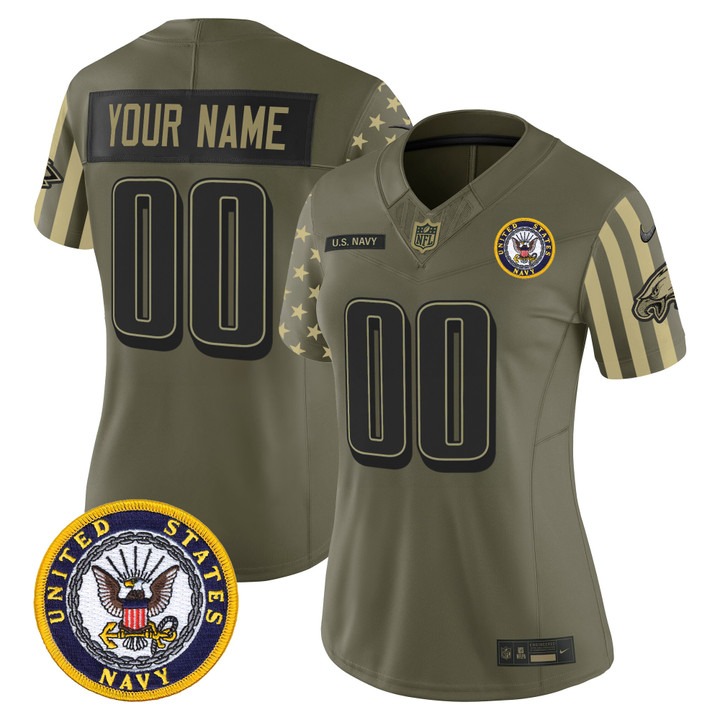 Women's Philadelphia Eagles x U.S. Military Veteran Navy F.U.S.E. Vapor Limited Custom Stitched Jersey