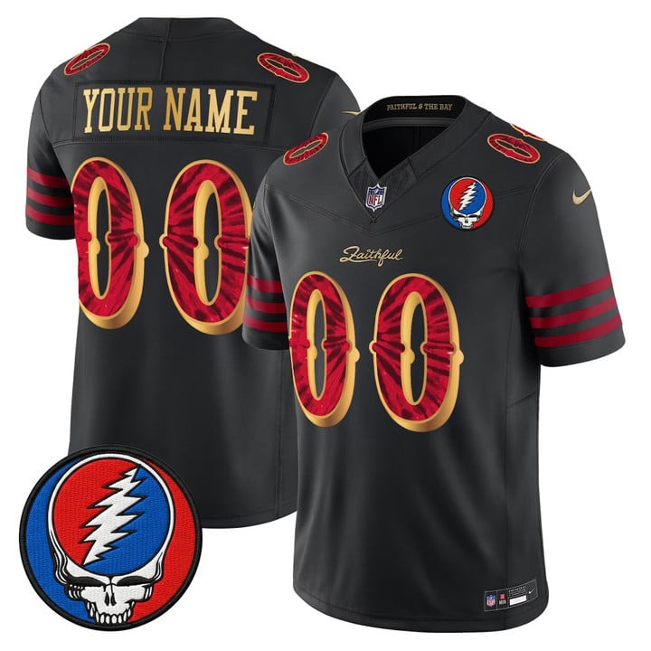 Men's San Francisco 49ers x Grateful Dead Rivalries Edition Custom F.U.S.E. Vapor Limited Stitched Jersey - Black
