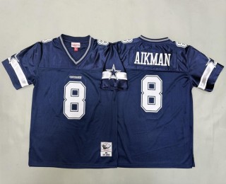 Youth Dallas Cowboys #8 Troy Aikman Navy 1996 Throwback Stitched Jersey
