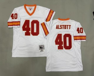Men's Tampa Bay Buccaneers #40 Mike Alstott White 1996 Throwback Stitched Jersey