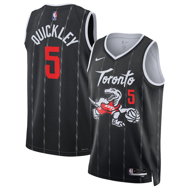 Men's Toronto Raptors #5 Immanuel Quickley 2025-26 City Edition Stitched Jersey Black