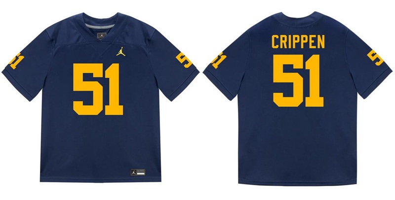 Men's Michigan Wolverines #51 Greg Crippen Navy Stitched Football Jersey