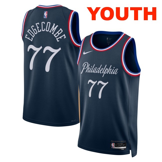 Youth Philadelphia 76ers #77 VJ Edgecombe Navy 2025-26 City Edition Swingman Stitched Jersey