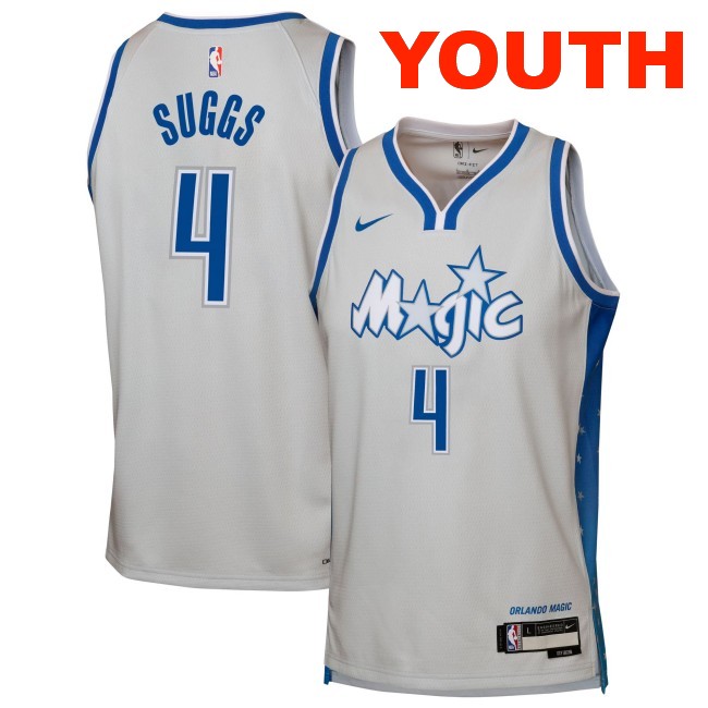 Youth Orlando Magic #4 Jalen Suggs White 2025-26 City Edition Swingman Stitched Jersey