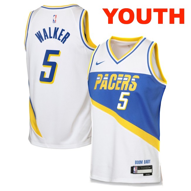 Youth Indiana Pacers #5 Jarace Walker White 2025-26 City Edition Swingman Stitched Jersey