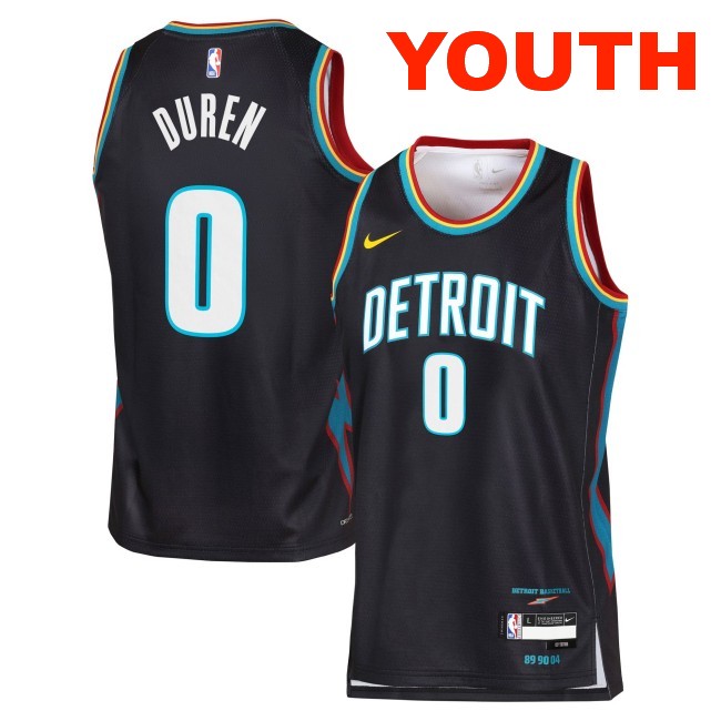 Youth Detroit Pistons #0 Jalen Duren - Youth Black 2025-26 City Edition Swingman Stitched Jersey