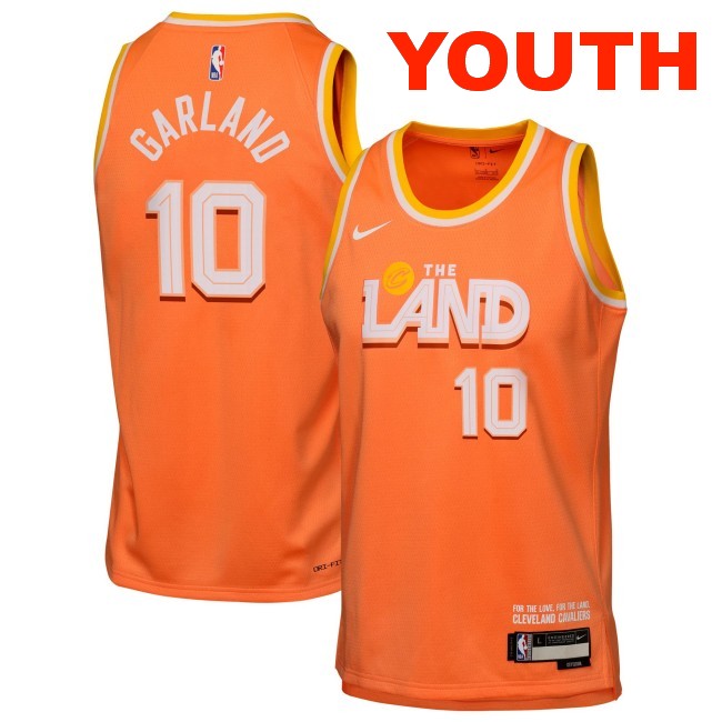 Youth Cleveland Cavaliers #10 Darius Garland Orange 2025-26 City Edition Swingman Stitched Jersey
