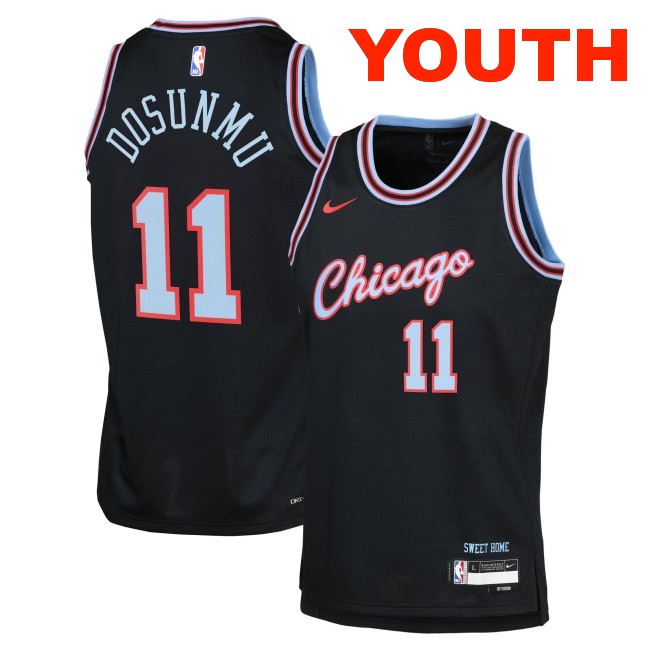 Youth Chicago Bulls #11 Ayo Dosunmu Black 2025-26 City Edition Swingman Stitched Jersey