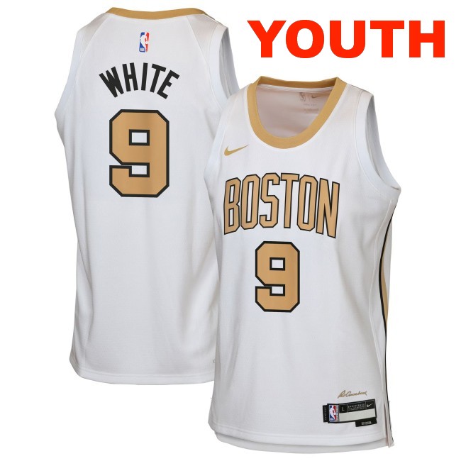 Youth Boston Celtics #9 Derrick White White 2025-26 City Edition Swingman Stitched Jersey