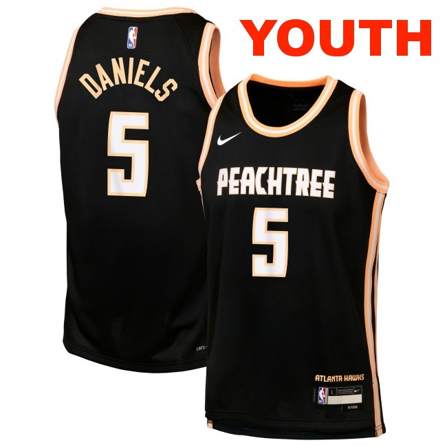 Youth Atlanta Hawks #5 Dyson Daniels Black 2025-26 City Edition Swingman Stitched Jersey