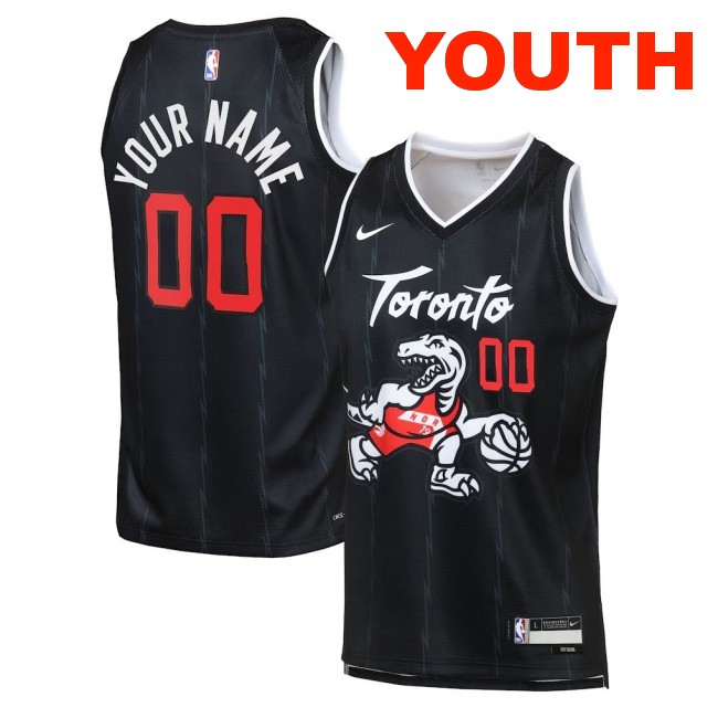 Youth Toronto Raptors Custom Black 2025-26 City Edition Swingman Stitched Jersey