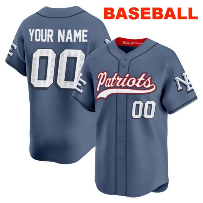 New England Patriots Baseball Custom Storm Blue 2025 Nike Limited Stitched Jersey