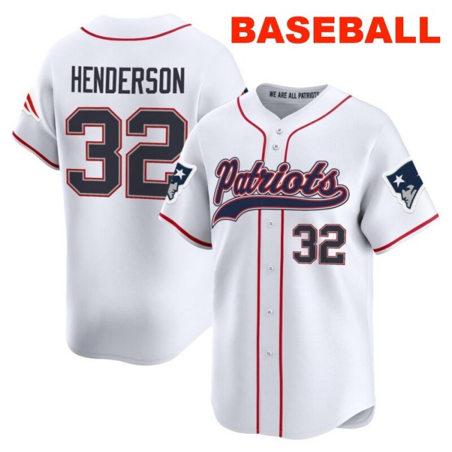 Men's New England Patriots #32 TreVeyon Henderson White 2025 Baseball Nike Limited Stitched Jersey