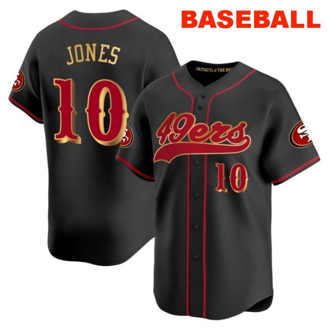 Men's San Francisco 49ers #10 Mac Jones Baseball Nike 2025 “Rivalries” Vapor Limited Stitched Jersey Black