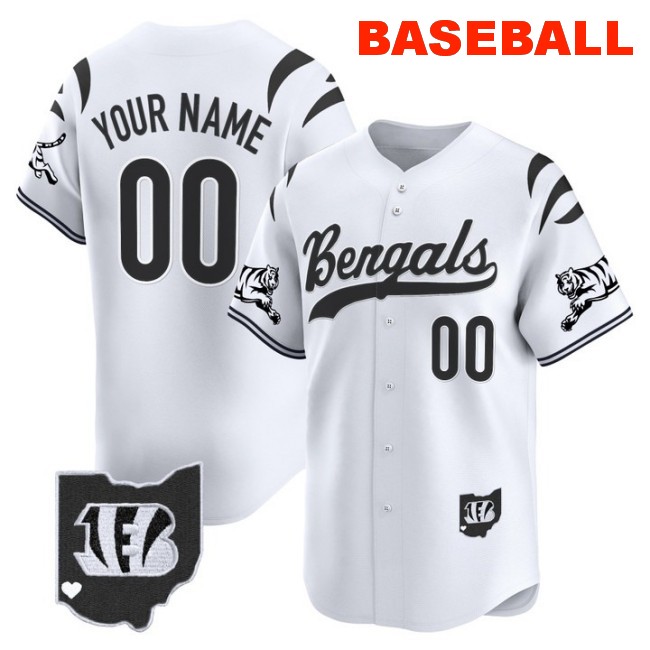 Nike Cincinnati Bengals Custom Baseball 2025 Vapor Limited V2 Stitched Jersey White Limited