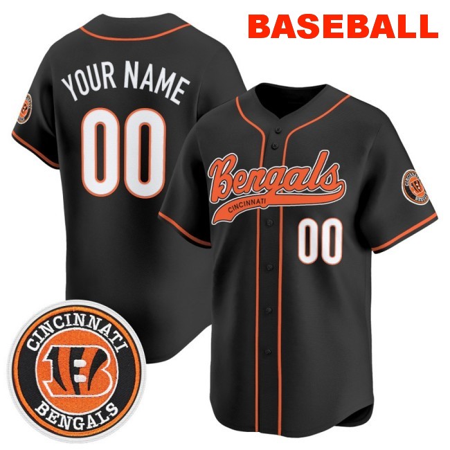 Nike Cincinnati Bengals Custom 2025 Vapor Limited Stitched Baseball Jersey Black