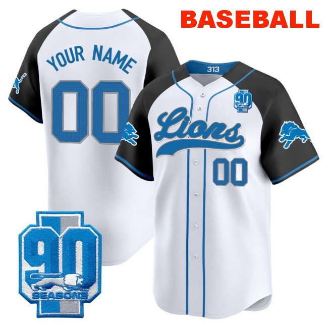 Nike Detroit Lions Custom Baseball 2025 Limited Stitched Jersey Black Alternate