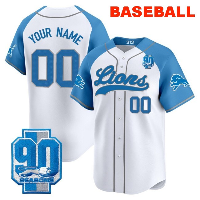 Nike Detroit Lions Custom Baseball 2025 Limited Stitched Jersey Blue Alternate