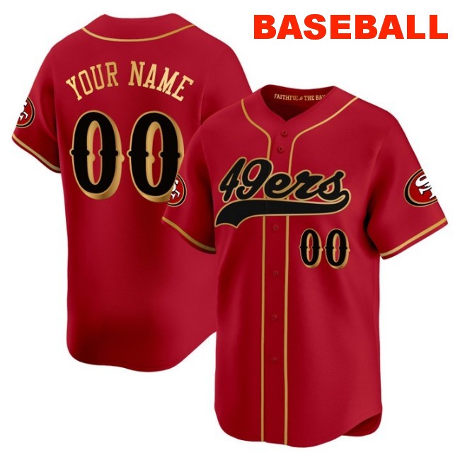 Nike San Francisco 49ers Custom Baseball 2025 “Rivalries” Red Gold Vapor Limited Stitched Jersey