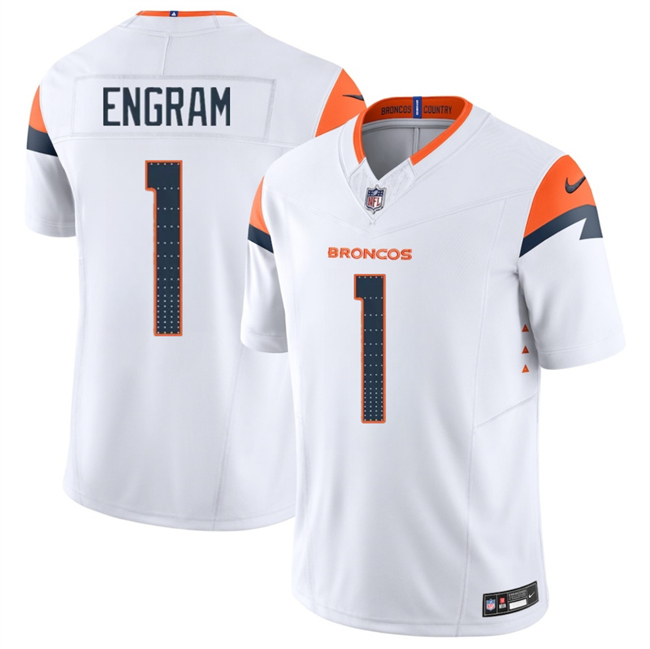 Men's Denver Broncos #1 Evan Engram White 2025 F.U.S.E. Vapor Limited Stitched Football Jersey