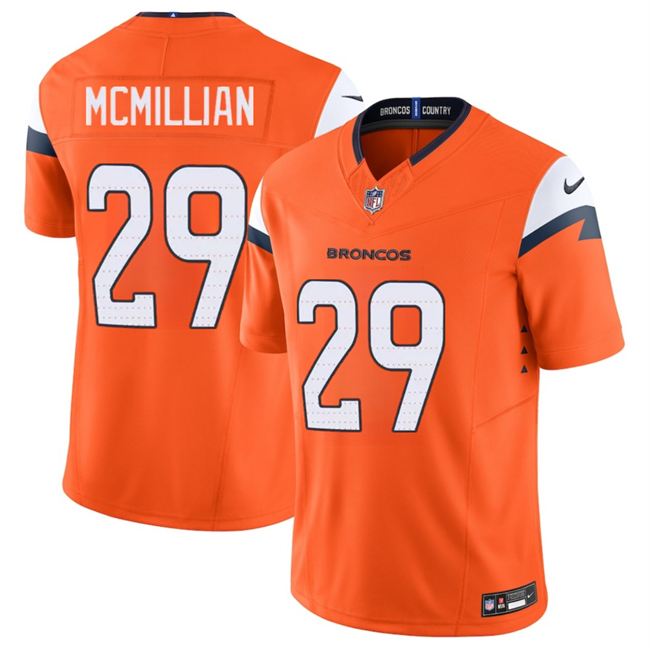 Men's Denver Broncos #29 Ja'Quan McMillan Orange 2025 F.U.S.E. Vapor Limited Stitched Football Jersey