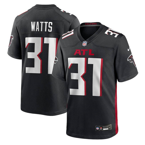 Men's Atlanta Falcons #31 Xavier Watts Black Stitched Game Jersey