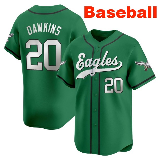 Men's Philadelphia Eagles #20 Brian Dawkins Baseball Kelly Green 2025 Nike Limited Stitched Jersey
