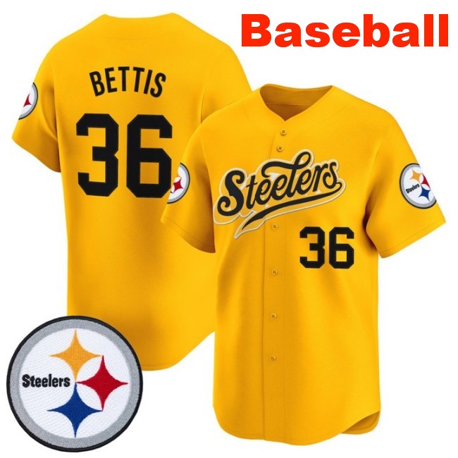 Men's Pittsburgh Steelers #36 Jerome Bettis Baseball 2025 Nike Limited V3 Stitched Jersey Gold