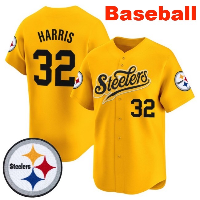 Men's Pittsburgh Steelers #32 Franco Harris Baseball 2025 Nike Limited V3 Stitched Jersey Gold