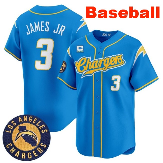 Men's Los Angeles Chargers #3 Derwin James Jr. Baseball 2025 Nike Limited Stitched Jersey Powder Blue