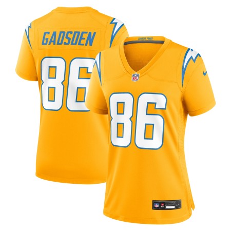 Women's Los Angeles Chargers #86 Oronde Gadsden Gold Alternate Charger Power Vapor Limited Stitched Jersey