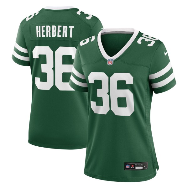 Women's New York Jets #36 Khalil Herbert Nike Legacy Green Team Stitched Game Jersey