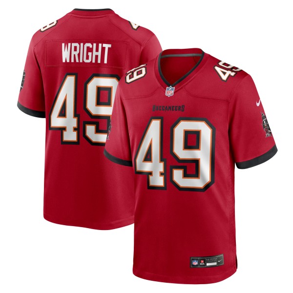 Men's Tampa Bay Buccaneers #49 Owen Wright Nike Red Team Stitched Game Jersey
